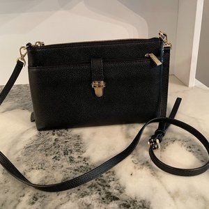 Michael Kors Black Leather Large Snap Pocket Crossbody